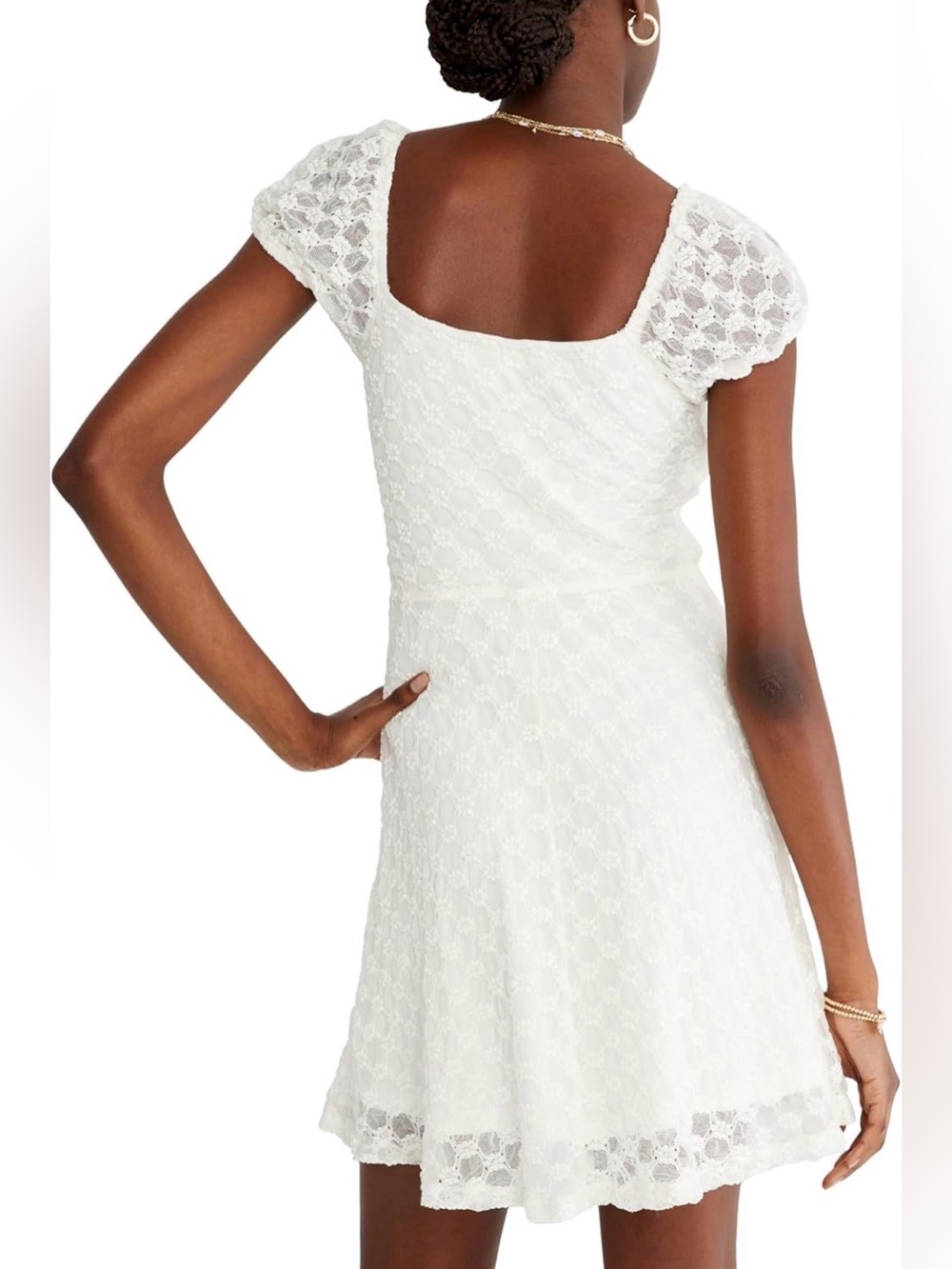 Aeropostale NWT White Textured Off Shoulder Babydoll Mini Dress Romantic - Picture 3 of 12